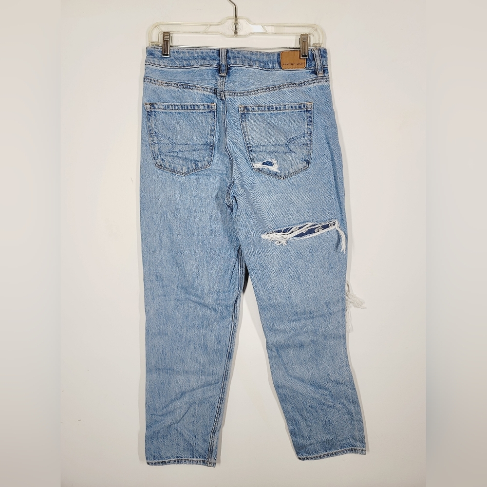 American Eagle Mom Straight Blue Patchwork Jeans,… - image 2